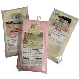 Set of 3 Vintage Trevira Fabric Napkins Four Packs 17"x17" Permanent Stripe